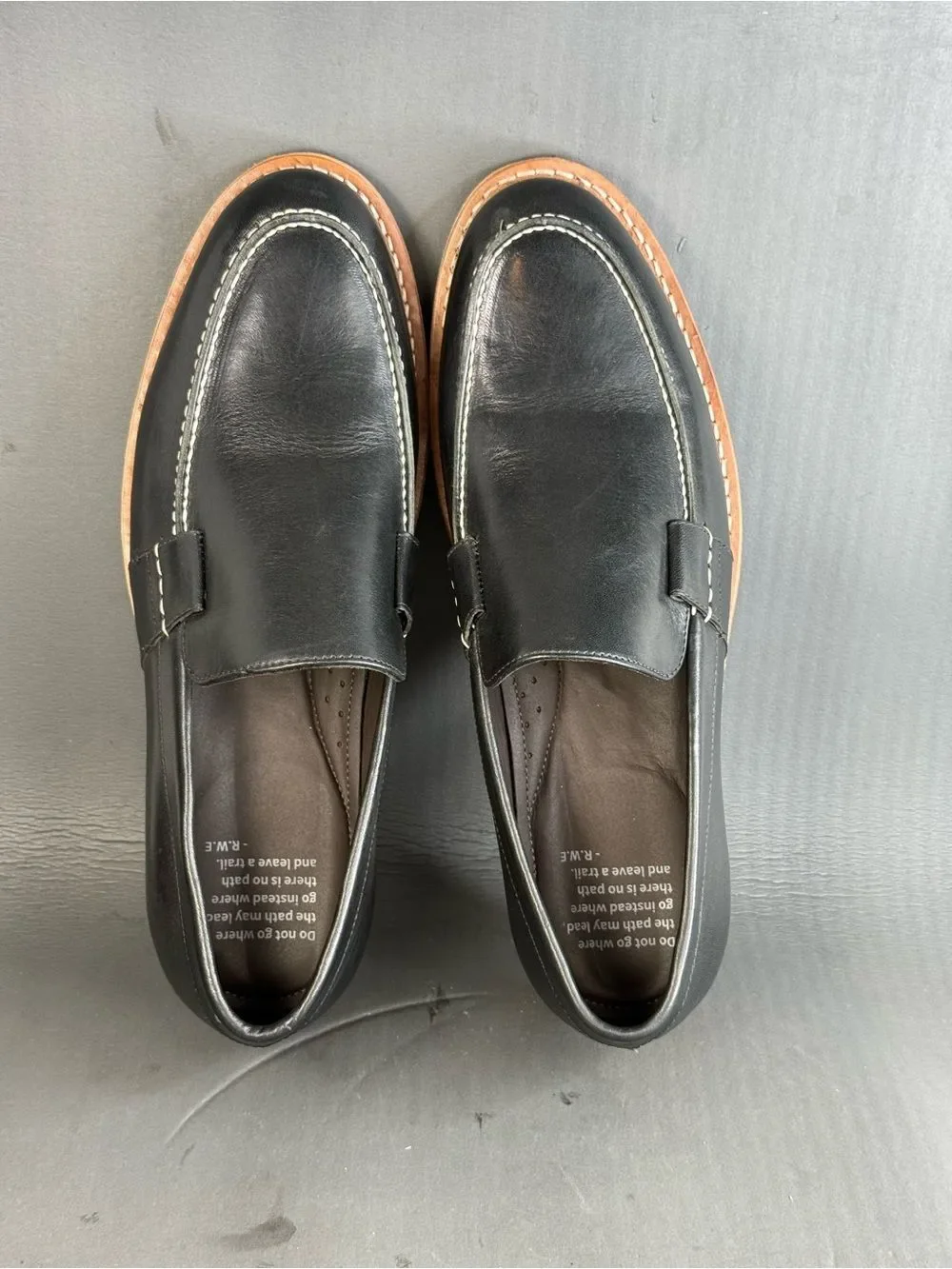 HELM The Wilson Black leather slip on loafers shoes men’s size 14